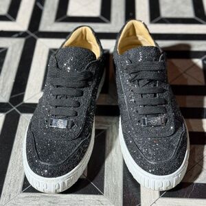🔥 PHILIPP PLEIN Black Glitter Skull Sneakers‎ 🔥